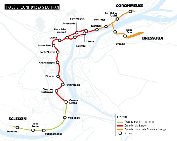 Liège tracé tramway